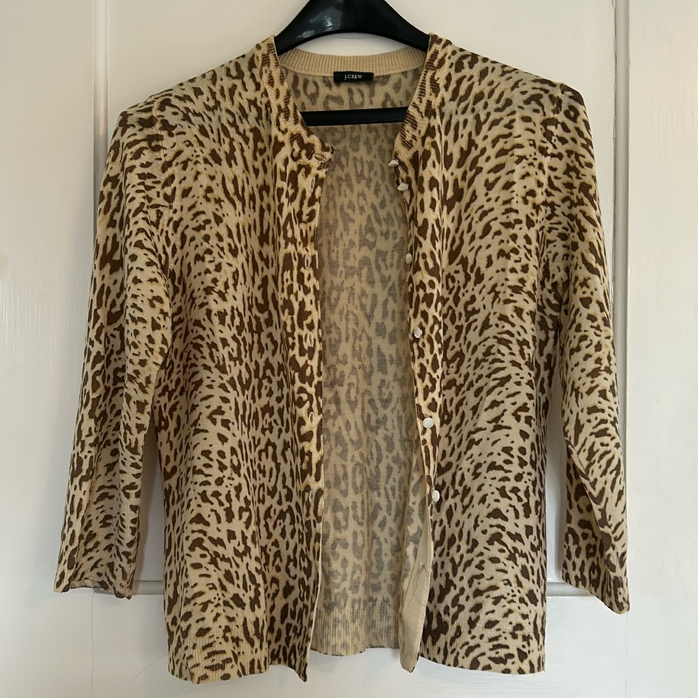 Vintage J Crew Leopard Print Cardigan.